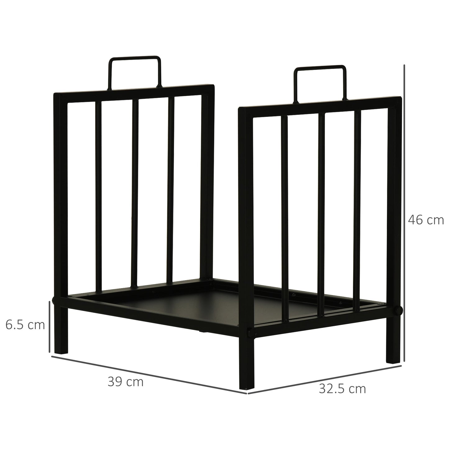 Firewood Log Rack with Handles Elevated Wood Storage Black-2