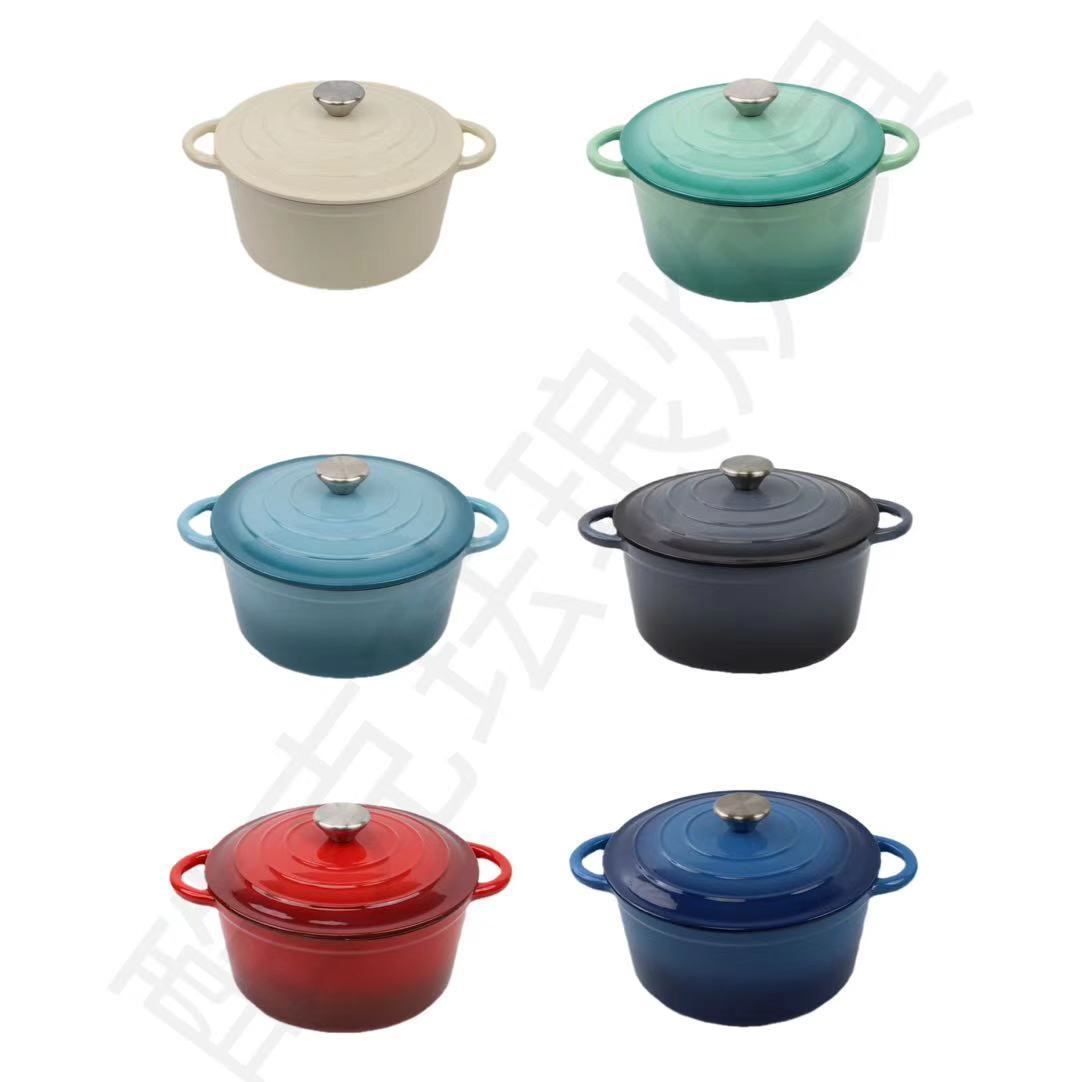 Non-coated Household Double-ear Enamel Pan Induction Cooker Universal Enamel Cast Iron Stew Pot-2