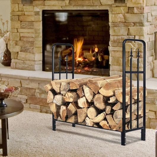4 Feet Outdoor Heavy Duty Steel Firewood Wood Storage Rack-1