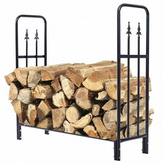 4 Feet Outdoor Heavy Duty Steel Firewood Wood Storage Rack-2
