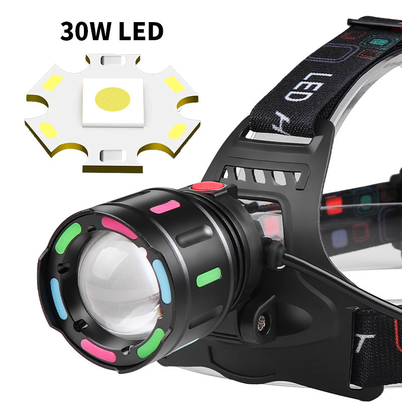 NNEDSZ Fourth Gear Rechargeable White Laser Headlamp - Long-Range Zoomable Headlight for Night Fishing and Hiking-0