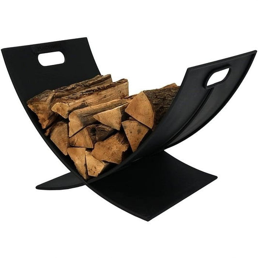 Black Indoor/Outdoor 30 inch Steel Powder Coated Firewood Log Storage Rack-0