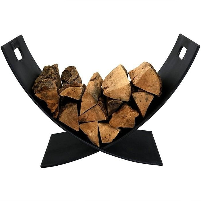 Black Indoor/Outdoor 30 inch Steel Powder Coated Firewood Log Storage Rack-2