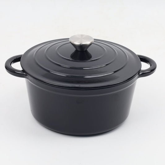Non-coated Household Double-ear Enamel Pan Induction Cooker Universal Enamel Cast Iron Stew Pot-0